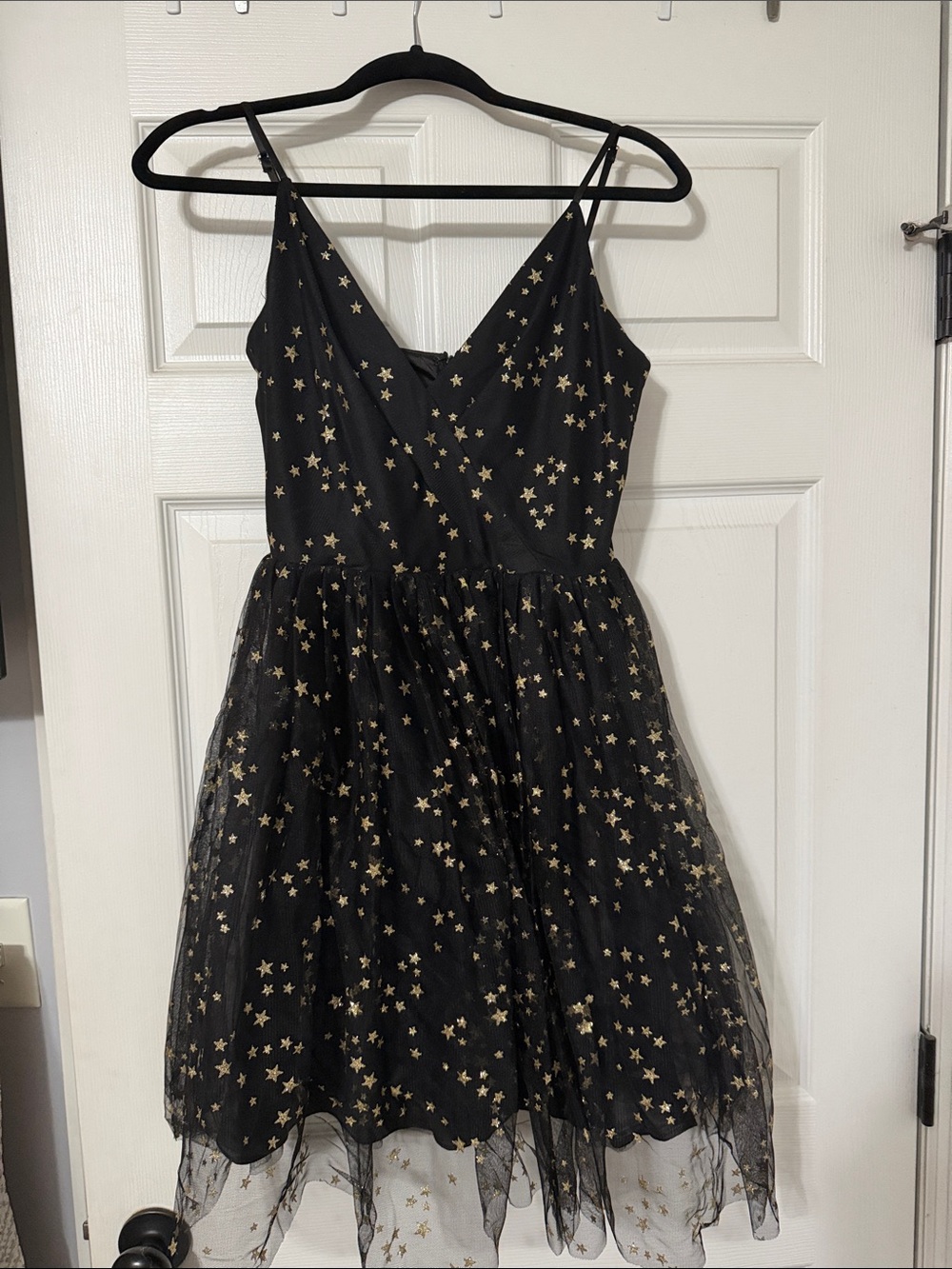 Aakaa Black and Gold Star Tulle Party Dress